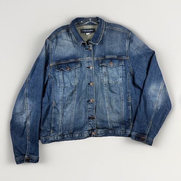 Maurice’s Denim Jean Jacket Women Plus Sz 3X Trucker Blue Copper Buttons Cotton - Picture 1 of 10